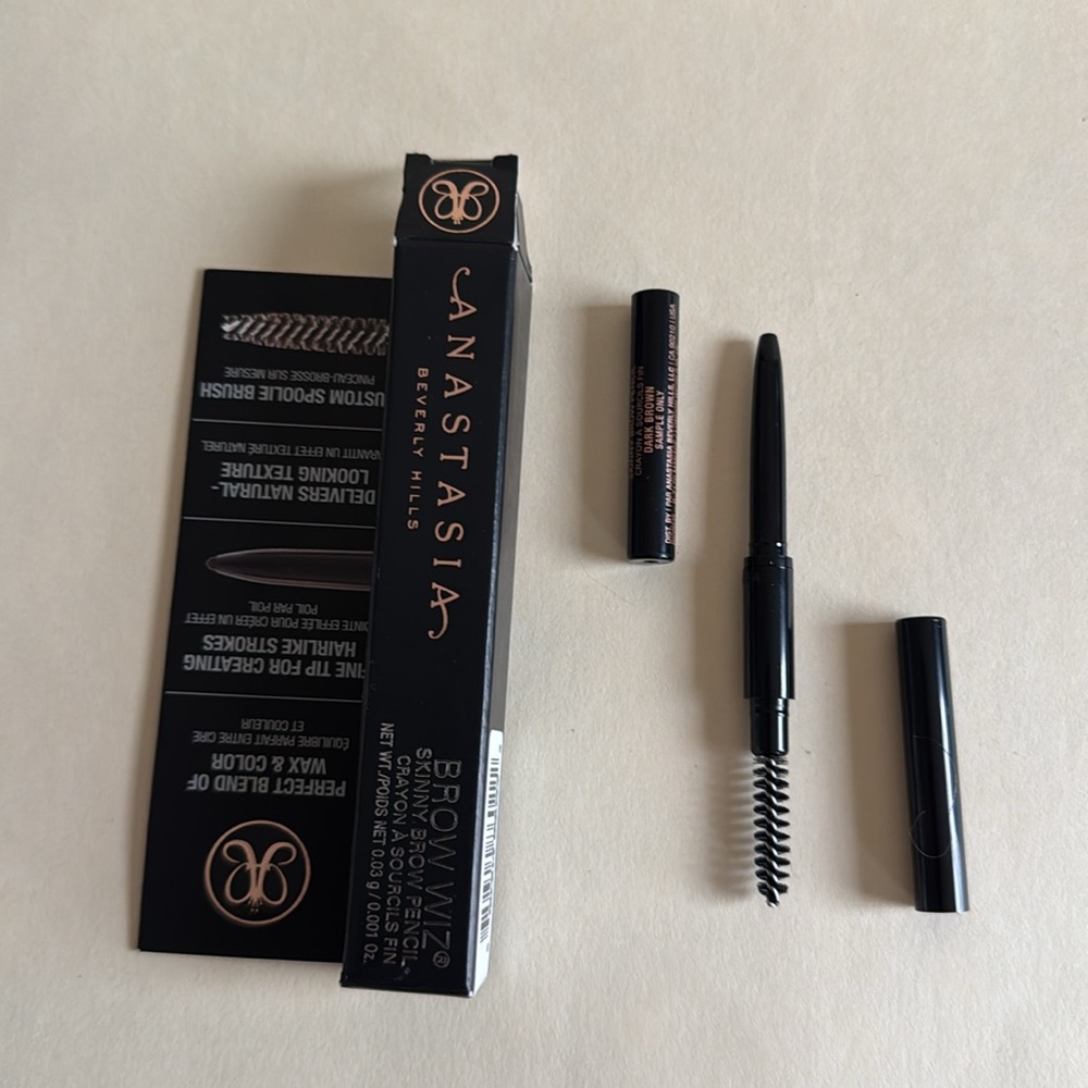 ANASTASIA Brow Wiz Skinny Detail Pencil With Spoolie Dark Brown Travel Size NIB - Picture 4 of 13